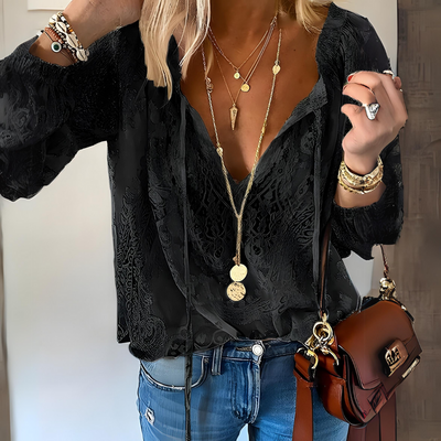 Tamara | Damen Elegante Boho-Bluse mit V-Ausschnitt