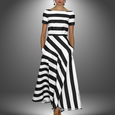 Freya | Leichtes fließendes gestreiftes Kleid