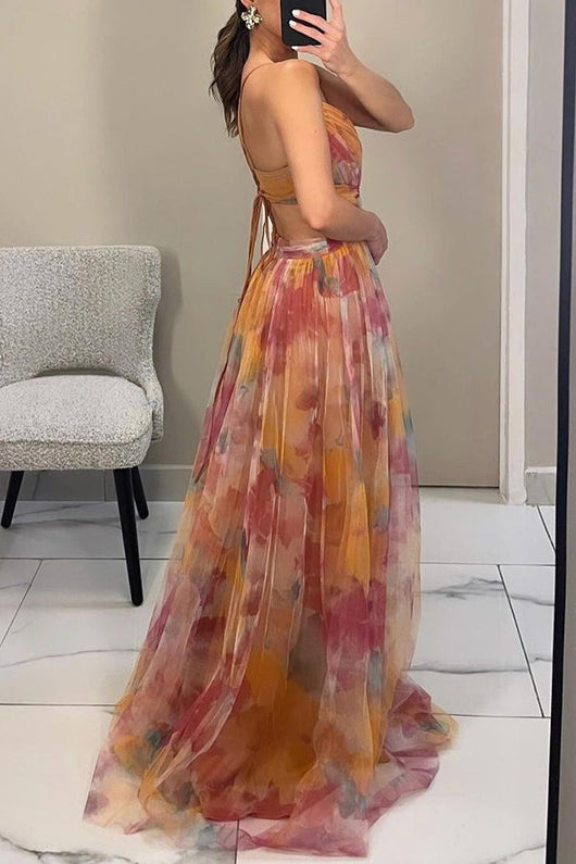 Selina | Damen Falten-Maxi-Kleid