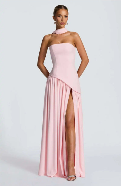 Elfriede | Brautmutterkleid ärmelloses A-Linien Maxi-Abendkleid mit Beinschlitz