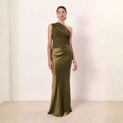 Hanna | Damen Hochzeitsgast Kleid Ein-Schulter Abendkleid