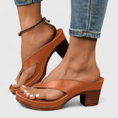 Birgit | Damen Chunky Heel Zehentrenner Sandalen