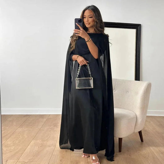 Felicia | Damen Hochzeitsgast Cape Maxikleid