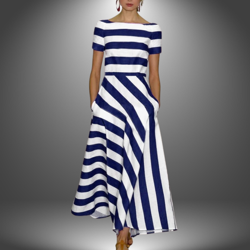 Freya | Leichtes fließendes gestreiftes Kleid