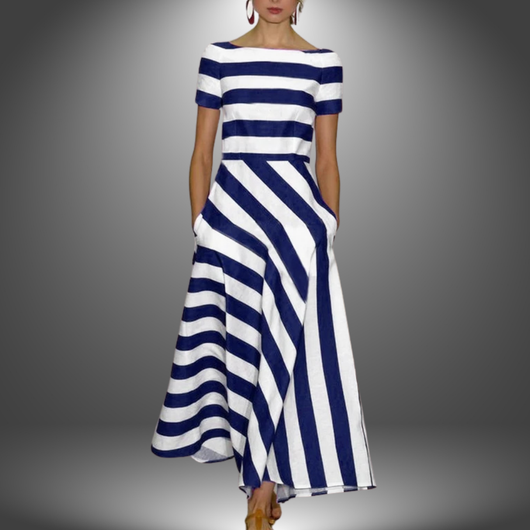 Freya | Leichtes fließendes gestreiftes Kleid