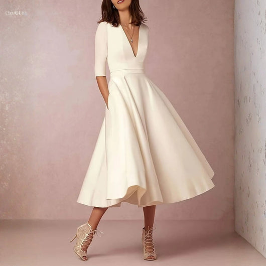 Tanja | Damen Hochzeitsgast Elegantes Ausgestelltes Midikleid