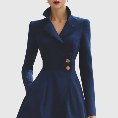 Eleanor | Marineblaues tailliertes Mantelkleid
