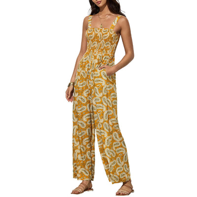 Ursula | Eleganter Damen-Frühlings-Jumpsuit mit Blumenmuster und weitem Bein