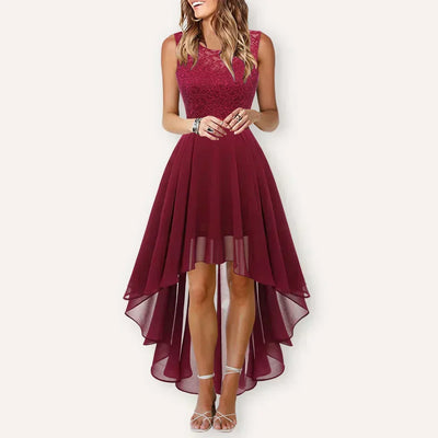Helga | Damen Elegantes High-Low Midi Kleid Für Hochzeitsgäste