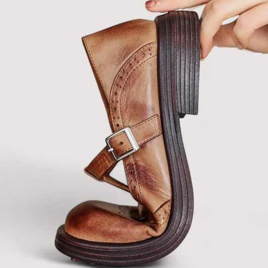 Daniela | Damen Schnallenriemen Rundspitze Schuhe
