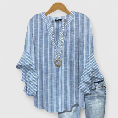 Viviane | Damen Blumen Rüschenärmel Casual Top