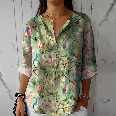 Isabella | Damen Blumenprint V-Ausschnitt Casual Top