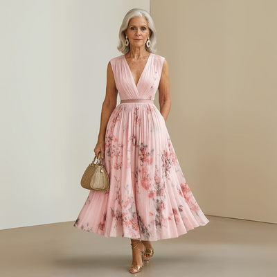 Claudia | Damen Fließendes Ärmelloses Sommer Maxikleid