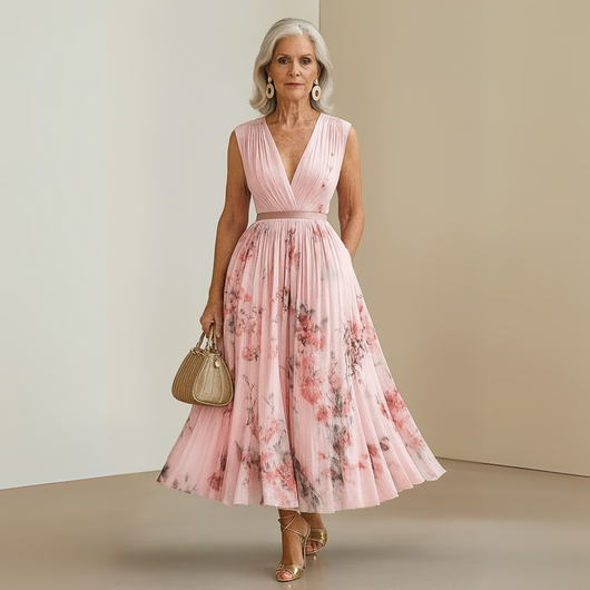 Claudia | Damen Fließendes Ärmelloses Sommer Maxikleid