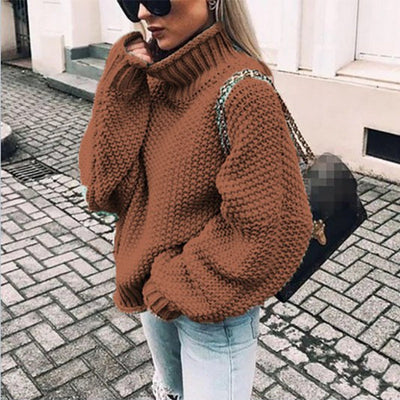 Elisa | Damen Grobstrick-Pullover mit Rollkragen für den Winter
