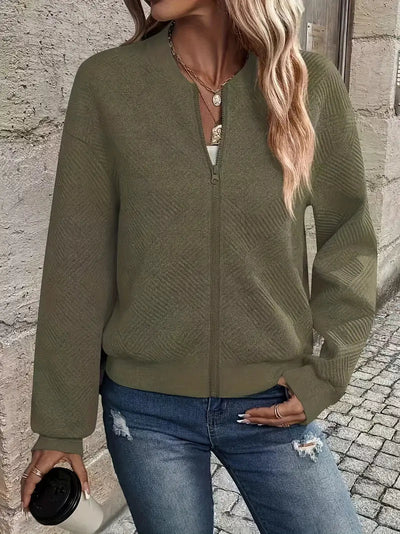 Jessica | Damen Strickjacke mit Reißverschluss und Struktur