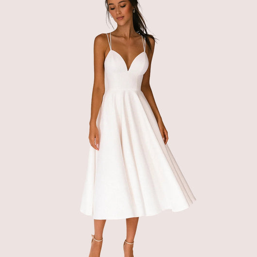 Regine | Damen Hochzeitsgast Träger Midi Kleid