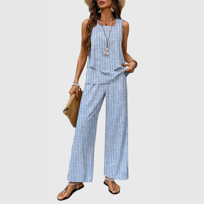 Karin | Damen Zweiteiler Weite Bein Hose Set