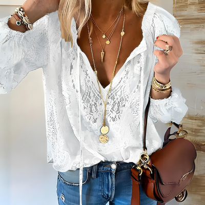 Tamara | Damen Elegante Boho-Bluse mit V-Ausschnitt