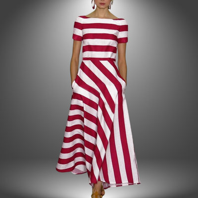 Freya | Leichtes fließendes gestreiftes Kleid