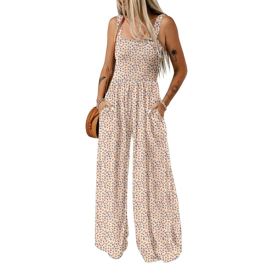 Ursula | Eleganter Damen-Frühlings-Jumpsuit mit Blumenmuster und weitem Bein