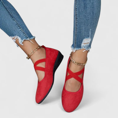 Claudia | Damen Orthopädische Kreuzriemen Ballerinas
