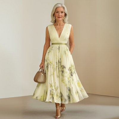 Claudia | Damen Fließendes Ärmelloses Sommer Maxikleid