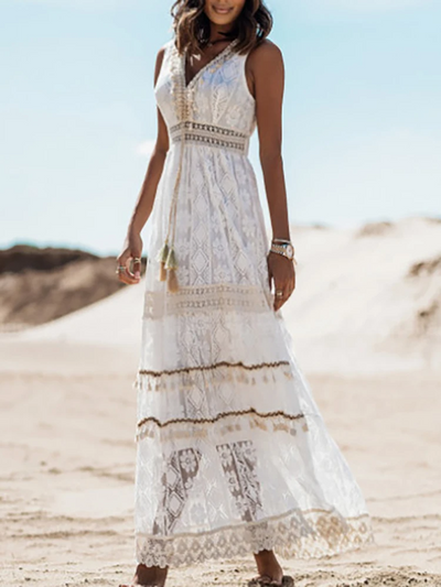 Stefanie | Damen Boho Sommer Maxikleid