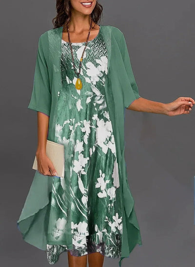 Marie | Damen Zweiteiliges Set mit Blumenmuster 3/4-Ärmel