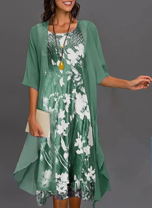 Marie | Damen Zweiteiliges Set mit Blumenmuster 3/4-Ärmel