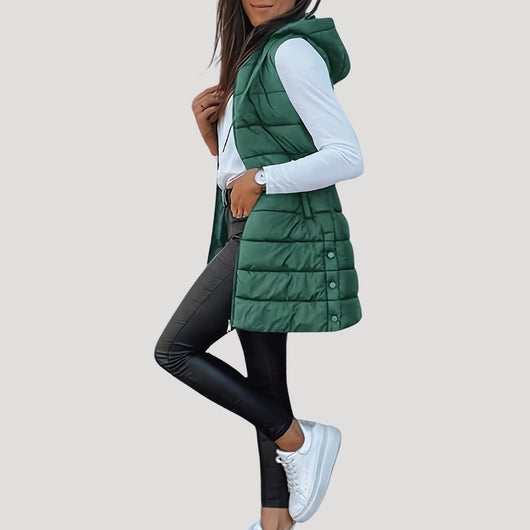 Martina | Winter Steppweste für Damen mit Kapuze