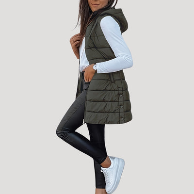 Martina | Winter Steppweste für Damen mit Kapuze