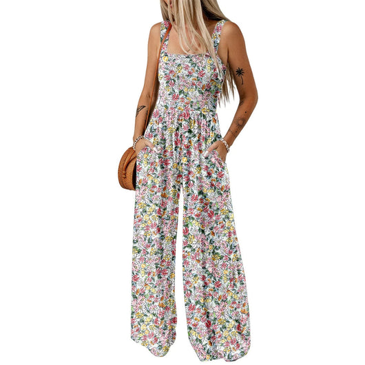 Ursula | Eleganter Damen-Frühlings-Jumpsuit mit Blumenmuster und weitem Bein