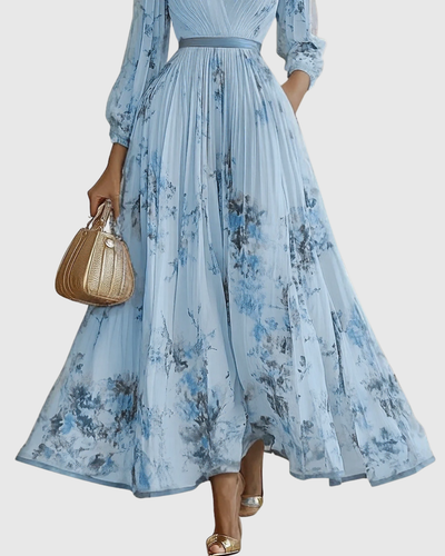 Isabella | Damen Ärmelloses Geplissiertes Blumen Midi Kleid