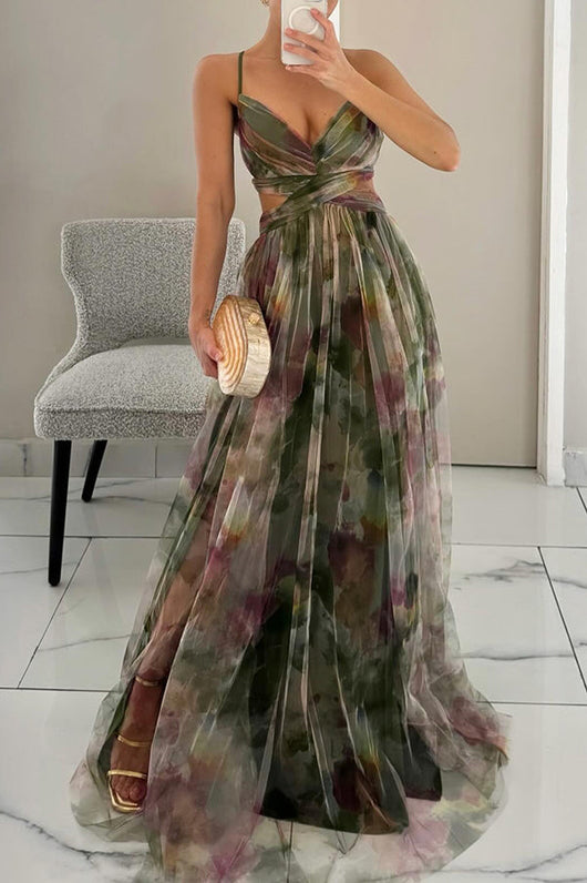 Selina | Damen Falten-Maxi-Kleid