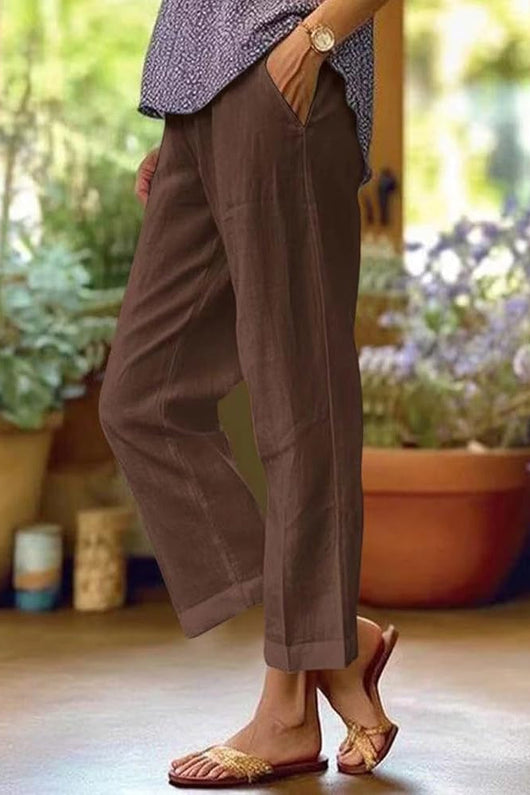 Emma | Damen Casual Gerade Geschnittene Hose Mit Taschen