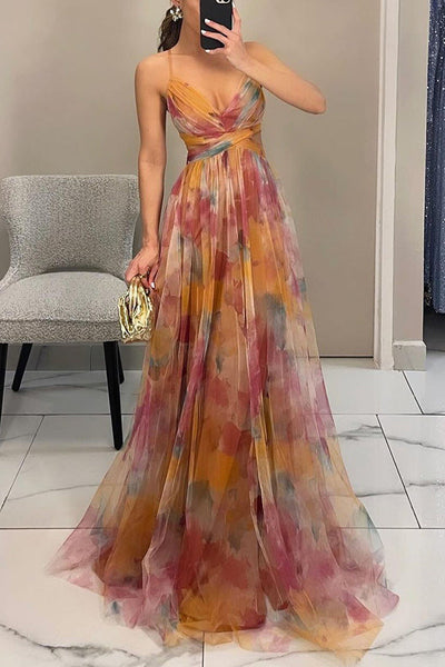 Selina | Damen Falten-Maxi-Kleid