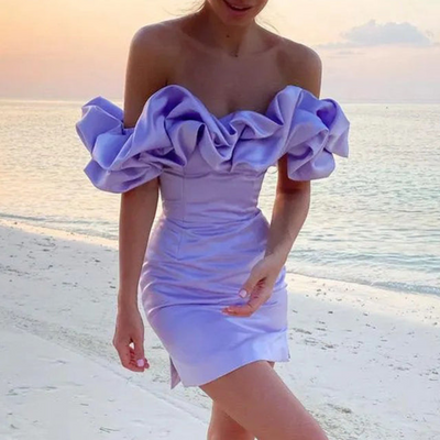 Karin | Damen Rüschen Mini Kleid für Hochzeitsgäste