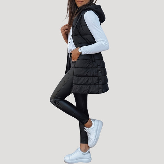 Martina | Winter Steppweste für Damen mit Kapuze