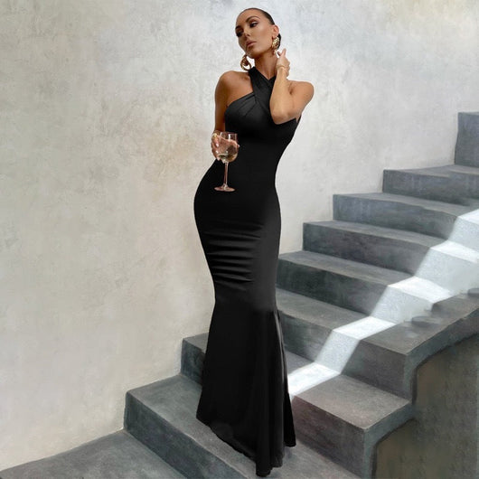 Emma | Damen Fishtail Kleid mit Offenem Rücken und Enganliegendem Schnitt