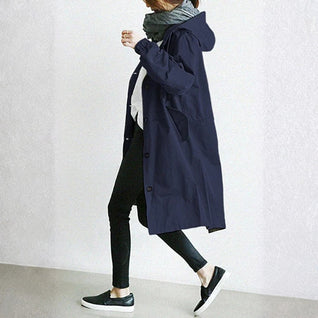 Edith | Damen langer Streetcoat mit Knopfleiste