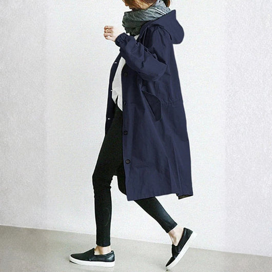 Edith | Damen langer Streetcoat mit Knopfleiste