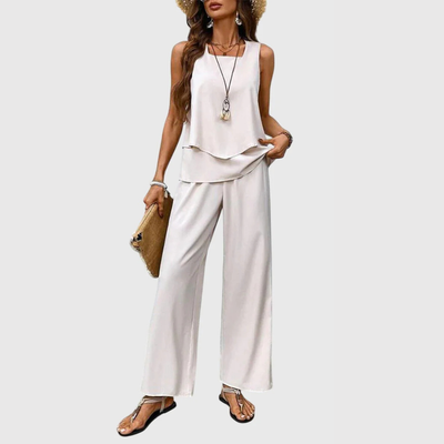 Karin | Damen Zweiteiler Weite Bein Hose Set