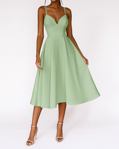 Lena | Damen Träger Midi Kleid für Hochzeitsgäste