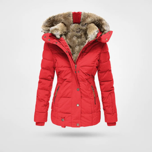 Jasmin | Damen Gepolsterte lange Winterjacke mit Kapuze