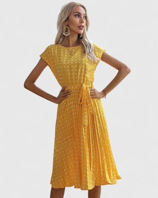 Veronika | Damen Midikleid mit Kurzärmeln und Faltenrock