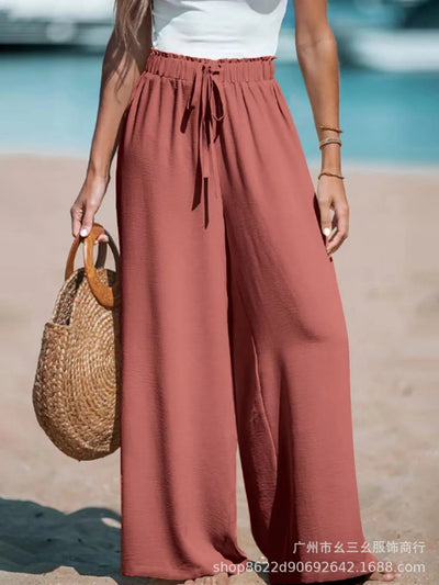 Doris | Damen Palazzohose mit Bindegürtel und Weiten Beinen