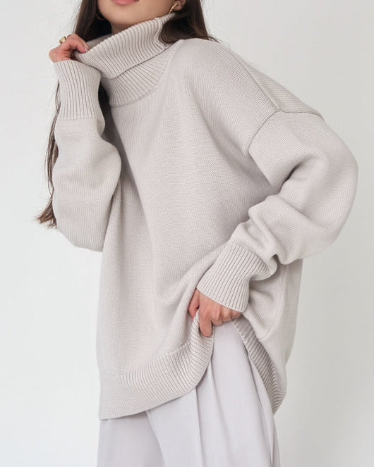 Claudia | Damen Oversize High-Neck Lässiger Pullover
