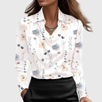 Emma | Damen Wasserfallkragen Langarm Top