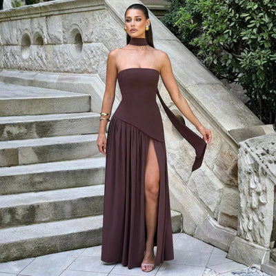 Sabina | Damen Hochzeitsgast Asymmetrisches Maxikleid